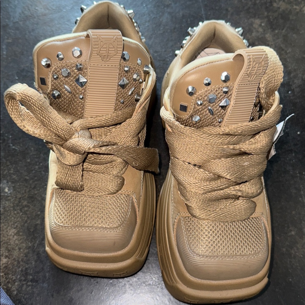 naked wolfe platform sneakers beige